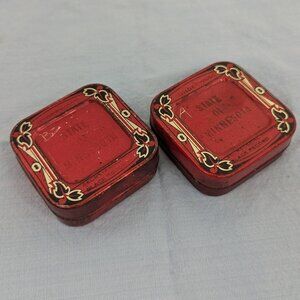 Pair of antique red Underwood Typewriter Ribbon Tins